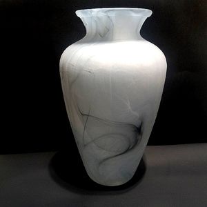 Beautiful frosted swirled smoky glass vase